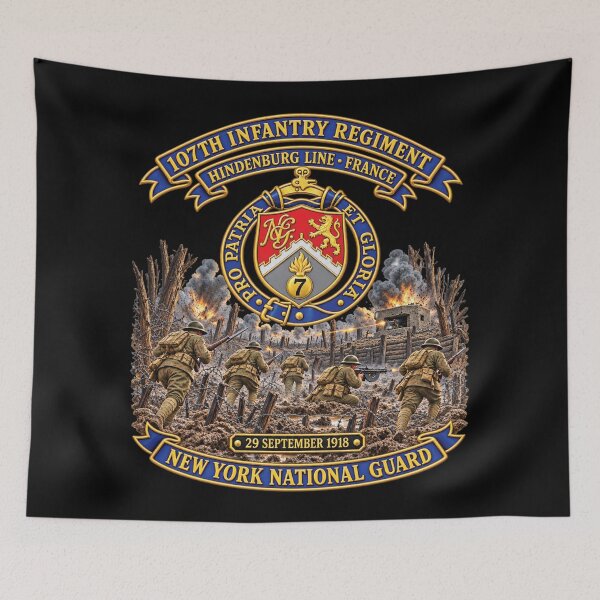 Item preview, Army - 107th Infantry Regiment - DUI - New York Army National Guard - Hindenburg Line - France - 29 Sept 1918 - WWI - 3D - Enhanced designed and sold by Military Insignia Products.