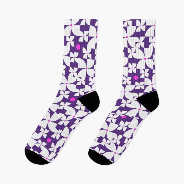 Item preview, Mid-Century Pinwheel Geometric in White & Purple designed and sold by StefanStudioArt.