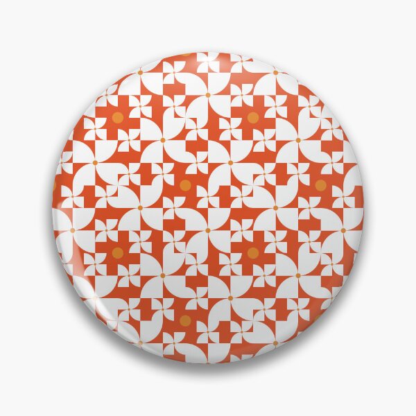 Item preview, Mid-Century Pinwheel Geometric in White & Orange designed and sold by StefanStudioArt.