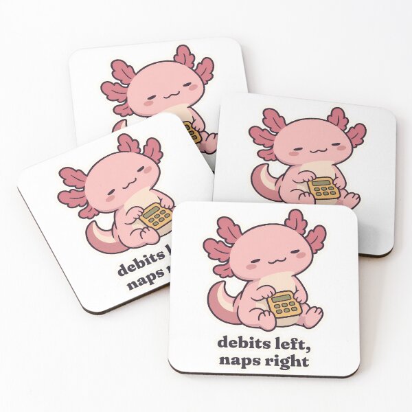 Artikelvorschau, Schläfriger Axolotl-Buchhalter belastet links, macht Nickerchen rechts entworfen und verkauft von OuqCreations.