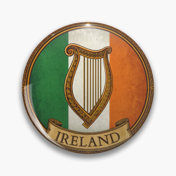 Item preview, Ireland Flag Shield Harp Crest Art designed and sold by VirellonInk.