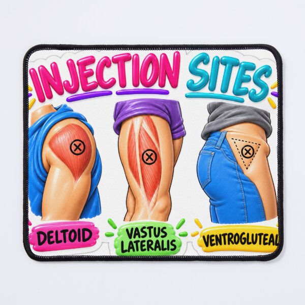 Item preview, Injection Site Locations X Marks 3D Nursing Student Sticker designed and sold by isokinetic.