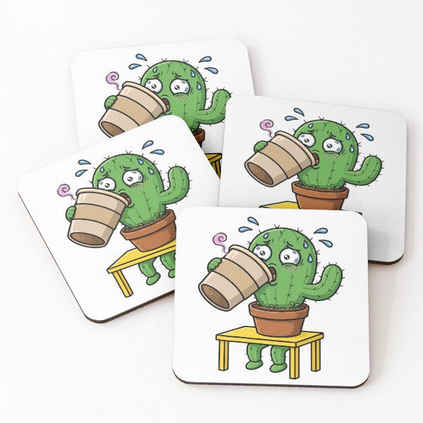 Item preview, Anxious Cactus Drinking Coffee - Funny Plant Lover Meme designed and sold by GoldenSparkleShop.