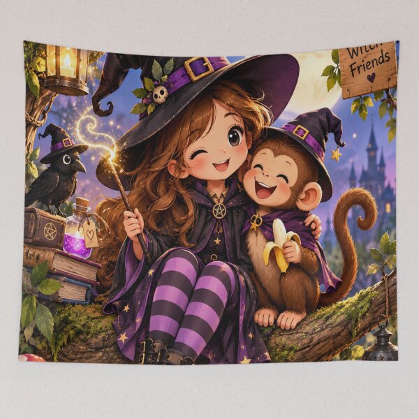 Item preview, Cute witch and monkey friends  designed and sold by urbanshop7.