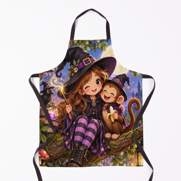 Item preview, Cute witch and monkey friends designed and sold by urbanshop7.