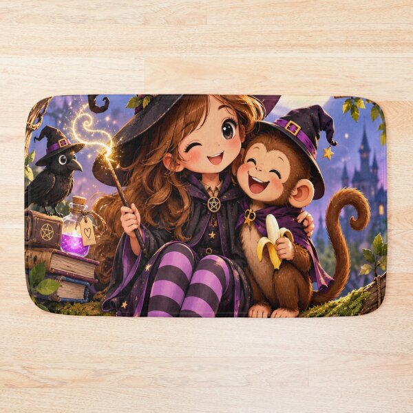 Item preview, Cute witch and monkey friends  designed and sold by urbanshop7.