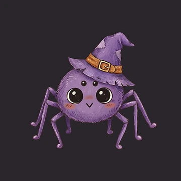Vorschaubild zum Design Cute Fuzzy Purple Spider Witch Halloween Trick or Treat Illustration von Figo & Fern Studio