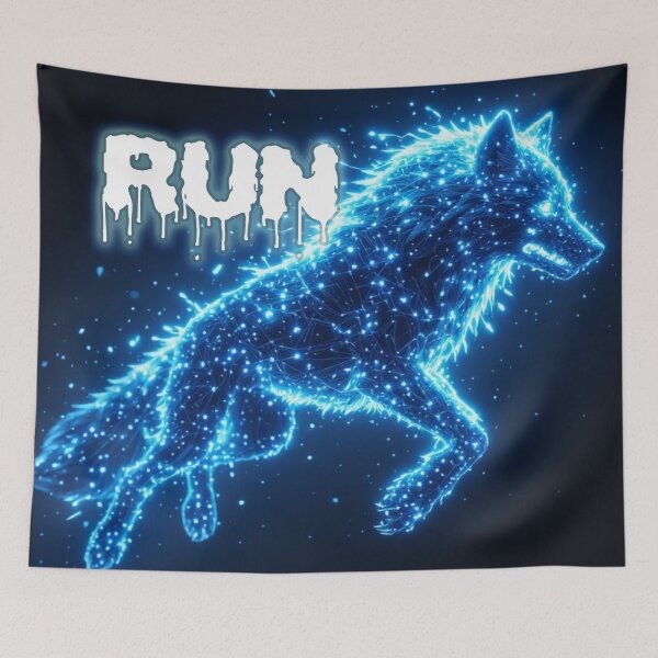 Item preview, Electric Blue Wolf Glowing Digital Energy Fantasy Art designed and sold by FusionCipher.