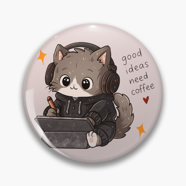 Item preview, Cute Creative Cat Sticker – Good Ideas Need Coffee designed and sold by tviyluv.