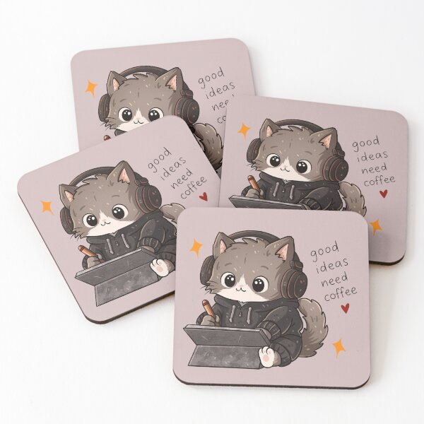 Item preview, Cute Creative Cat Sticker – Good Ideas Need Coffee designed and sold by tviyluv.