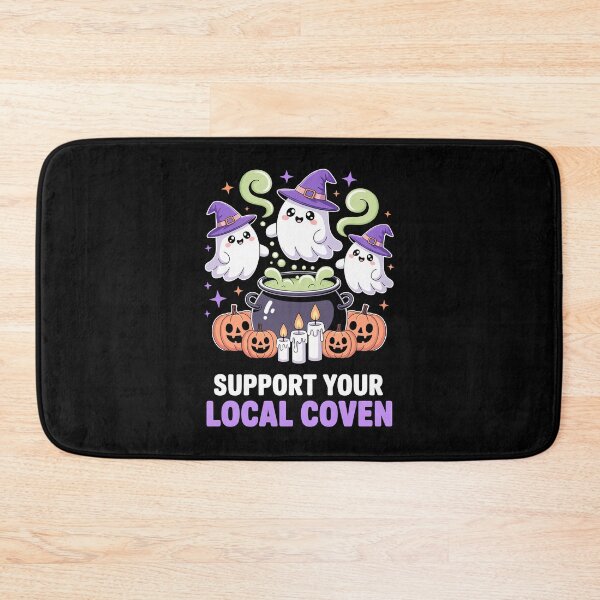 Item preview, Support Your Local Coven – Cute Witch Ghosts Cauldron Art designed and sold by jkrphoto.
