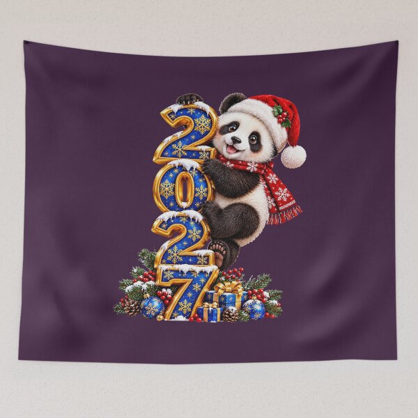 Item preview, Cute Panda Climbing 2027 – Festive New Year Design designed and sold by HoMya.