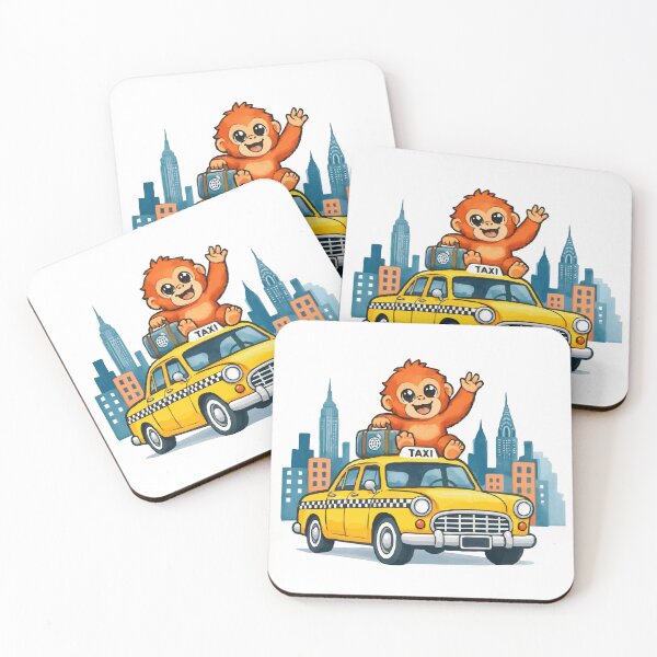 Item preview, Baby Orangutan Perched On Vintage Taxi (Kawaii Anime) designed and sold by vivendulies.