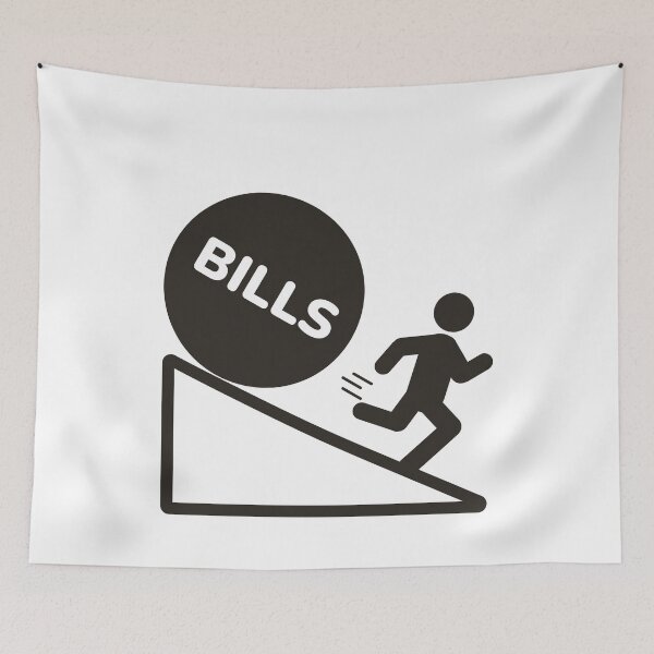Item preview, Running From Bills Funny Adulting Silhouette Graphic designed and sold by Shape Snip Studio.