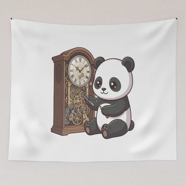 Item preview, Cute Panda Fixing Clock Gears designed and sold by Ella_Sketch.