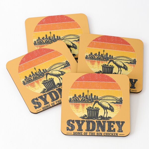 Item preview, Sydney Bin Chicken Sunset Retro Harbour Skyline designed and sold by Yellowriversss.