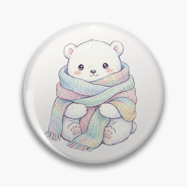 Artikelvorschau, Cute Polar Bear Wrapped in Pastel Rainbow Scarf Winter Illustration entworfen und verkauft von Alt Casterwill .