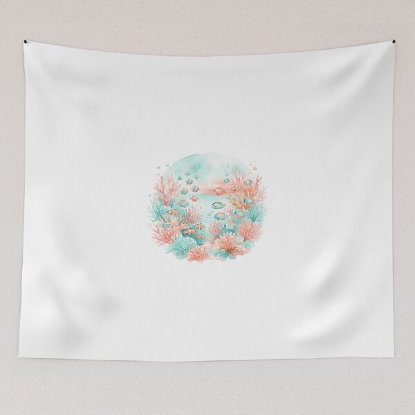 Item preview, Watercolor Coral Reef - Pastel Ocean & Marine Life Art designed and sold by The Red Lime.