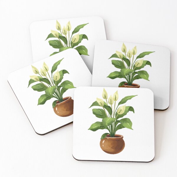 Item preview, Watercolor Peace Lily Plant in Brown Pot designed and sold by Ms. Iryna.