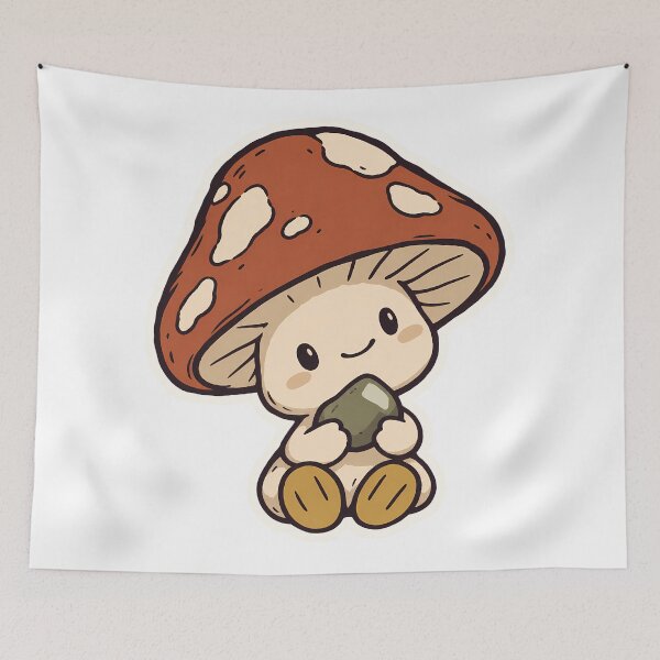 Item preview, Proud Mushroom Sprite with Shiny Pebble Goblincore designed and sold by OuqCreations.