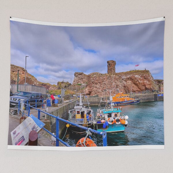 Item preview, Dunbar Harbour: Colourful Boats and Castle Ruins designed and sold by Violaman.