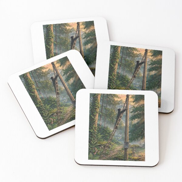 Item preview, Electrician Climbing a Pole in a Misty Forest designed and sold by RithPix.