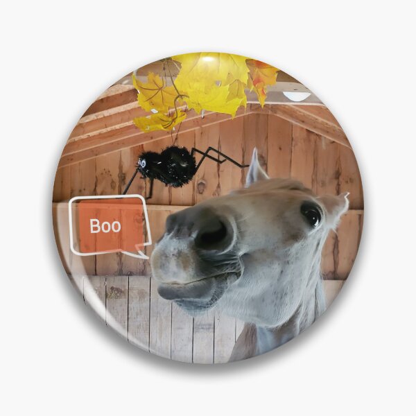 Item preview, Funny Gray horse with spider and scary Holloween message designed and sold by NC NatureVisions.