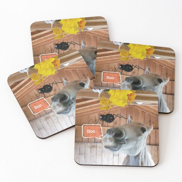 Item preview, Divertido caballo gris con araña y aterrador mensaje de Halloween designed and sold by NC NatureVisions.