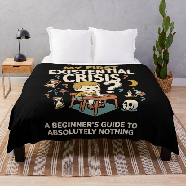 Item preview, My First Existential Crisis Retro Dark Humor Cartoon designed and sold by Etch-art.