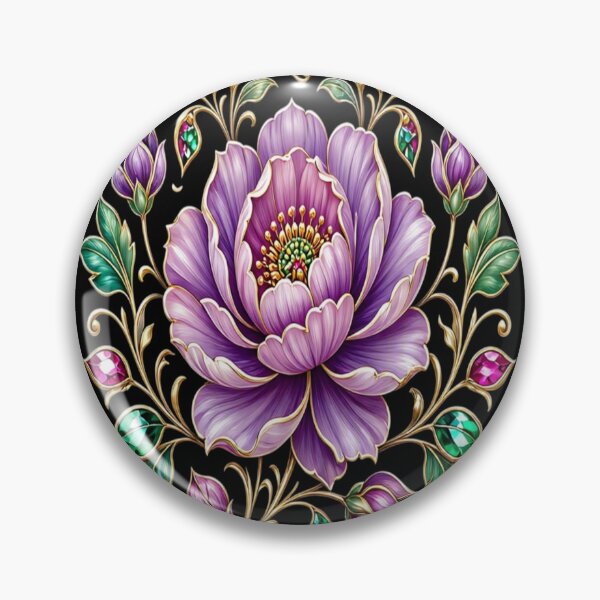 Item preview, Purple Jewel Peony Flower - Victorian Gold Baroque Floral Pattern designed and sold by Breezes-of-Ida.
