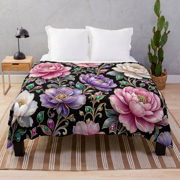 Item preview, Purple Jewel Peony Flower - Victorian Gold Baroque Floral Pattern designed and sold by Breezes-of-Ida.