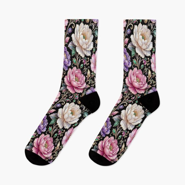 Item preview, Purple Jewel Peony Flower - Victorian Gold Baroque Floral Pattern designed and sold by Breezes-of-Ida.