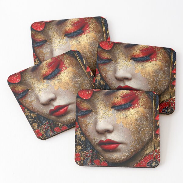 Item preview, Elegant Geisha with Floral Accents and Rich Colors designed and sold by Artessie.