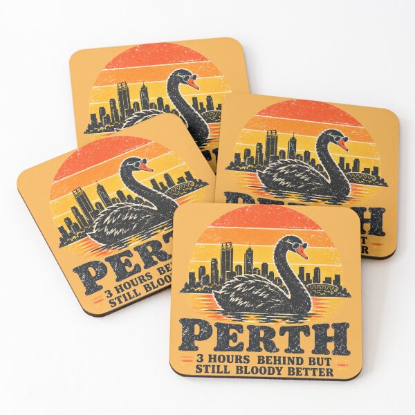 Item preview, Perth Black Swan Sunset Retro Slogan Skyline designed and sold by Yellowriversss.