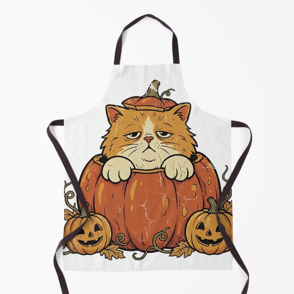 Item preview, Moody Fluffy Orange Cat in Pumpkin Funny Retro Halloween Jack-o’-Lanterns designed and sold by abdelski.