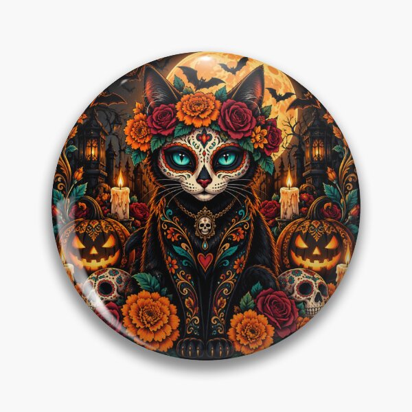 Item preview, Halloween and Black Cat Calavera designed and sold by JaroDesign2023.