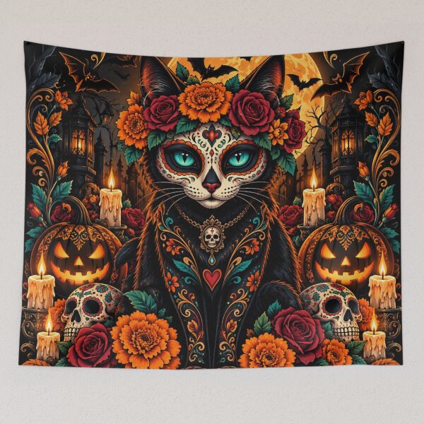 Item preview, Halloween and Black Cat Calavera designed and sold by JaroDesign2023.