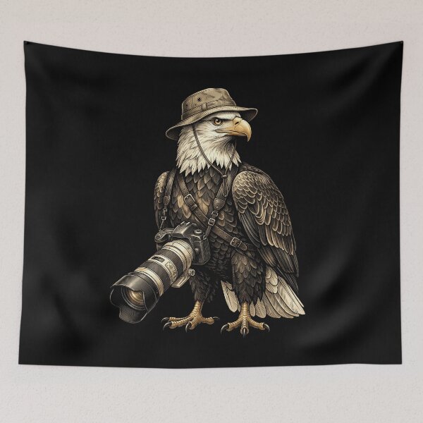 Item preview, Eagle Photographer Adventure: Wildlife Photography, Bird Lover, Nature Explorer, Vintage Camera Art Bald Eagle Safari designed and sold by NewaveBoutique.