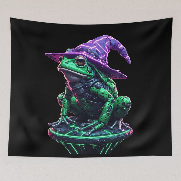 Item preview, Cyberpunk Mecha Frog Wizard Neon Purple Hat designed and sold by Cyber Gold Studio.