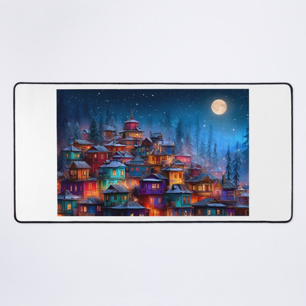 Item preview, Colorful Winter Village Under Starry Night Sky designed and sold by Artessie.
