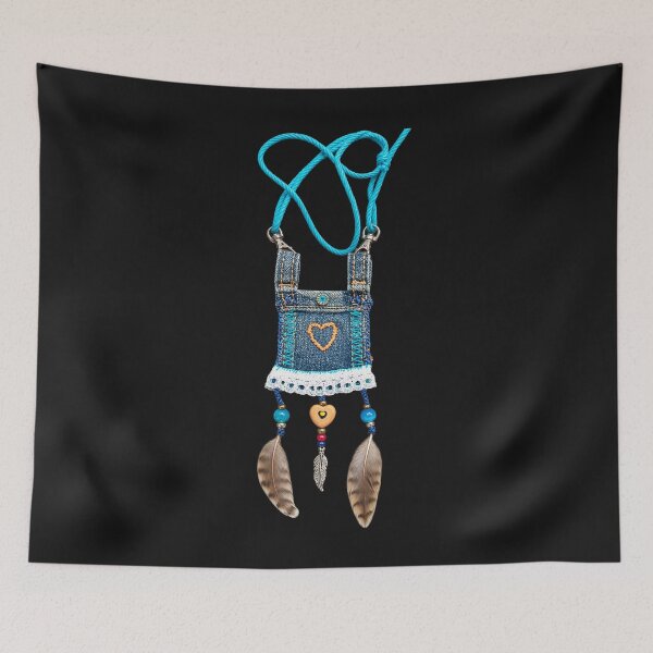 Item preview, Boho Denim Heart Amulet designed and sold by ArteminiDreams.