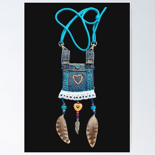 Item preview, Boho Denim Heart Amulet designed and sold by ArteminiDreams.
