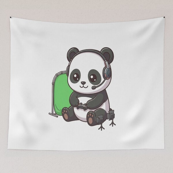 Item preview, Cute Panda Gaming Streamer Setup designed and sold by Ella_Sketch.
