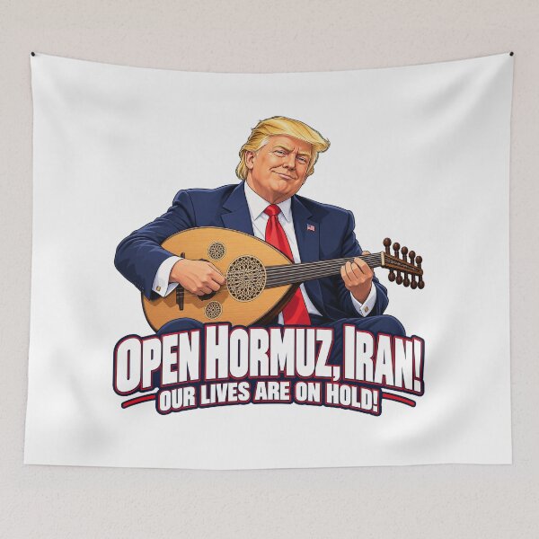 Item preview, Trump Playing Oud – Open Hormuz Iran Anime Political Satire designed and sold by Atlant11.