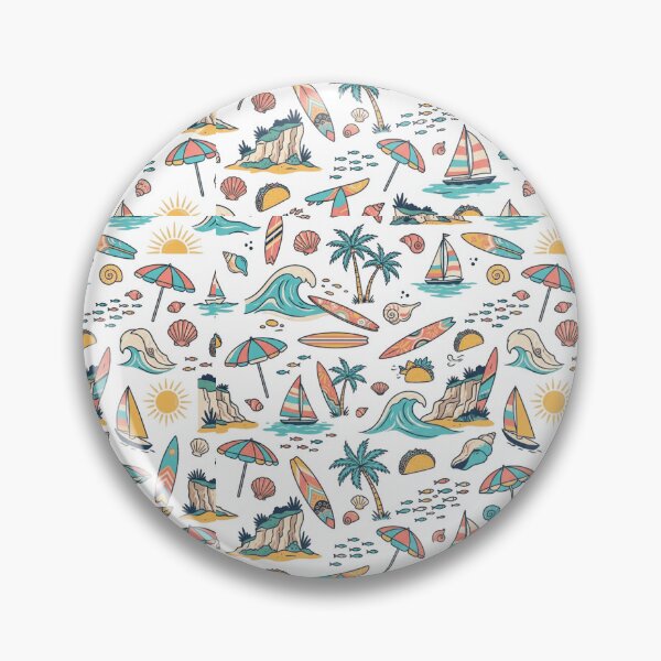 Aperçu de l'œuvre Retro Tropical Beach Surf Seamless Repeating Pattern créée et vendue par mood-draftsman.