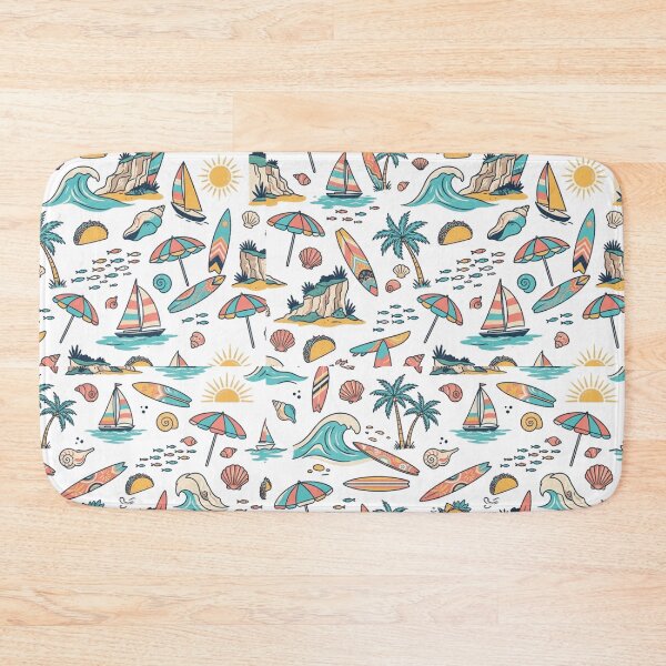 Item preview, Retro Tropical Beach Surf Seamless Repeating Pattern designed and sold by mood-draftsman.