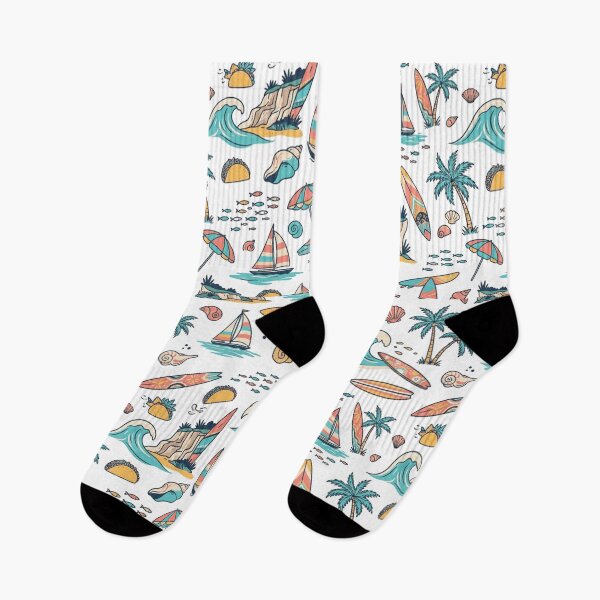 Aperçu de l'œuvre Retro Tropical Beach Surf Seamless Repeating Pattern créée et vendue par mood-draftsman.