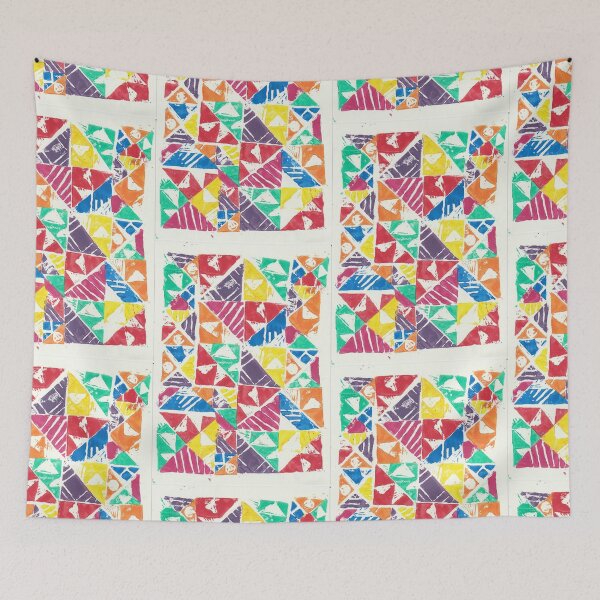 Item preview, Colorful Geometric Bauhaus pattern– Hand-Printed Composition designed and sold by Kendica.