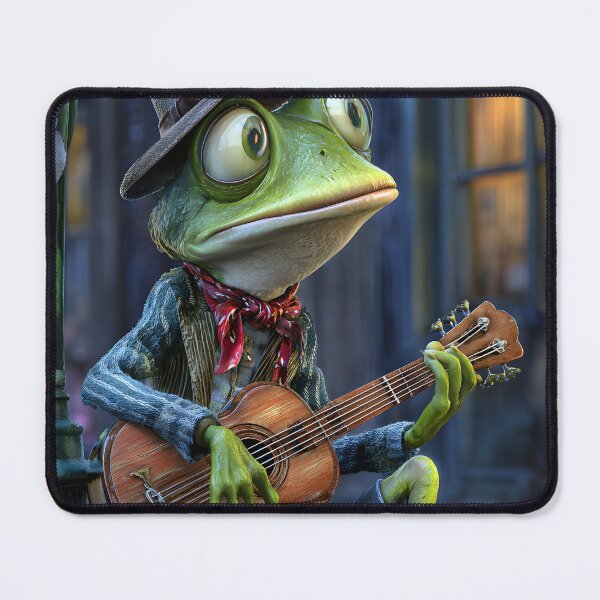 Item preview, Frog Musician Playing Guitar in Street Setting designed and sold by Artessie.