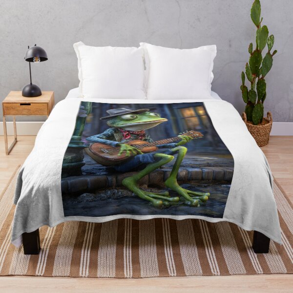 Item preview, Frog Musician Playing Guitar in Street Setting designed and sold by Artessie.